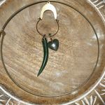 Vintage Gold Tone Choker Green Jade Horn & Heart Pendant Necklace Photo 10