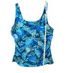 Aqua Eve Tankini Top Women L Blue Tropical Leaves Ruched Tummy Control Beach Size L Photo 8
