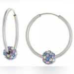 Giani Bernini NEW HOOP EARRINGS 1" Aurora Borealis Crystal Ball Sterling Silver Photo 0
