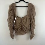 Missguided  | Brown Puff Sleeve Long Sleeve Blouse Size 20 NWT Photo 3