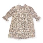 Hayden Cream Brown Floral Smock Neck Mini Dress Women’s Large Boho Chic Photo 4
