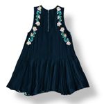 Umgee  USA Black Sleeveless Dress Small Boho‎ Floral Embroidered Tunic Shift Photo 3