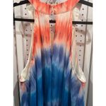 Wrapper  Tie Dye Maxi Dress Orange Blue Halter Neck Women's Size 2X Photo 6