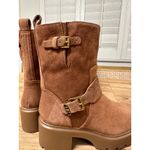 Michael Kors  Perry Suede Moto Boots Luggage Camel Size 7 NWOB Chic Edgy Lug Sole Photo 11