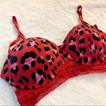 Red & Pink Cheetah Leopard Animal Print Lace Trim Wireless Bra Size 36C Photo 4