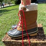 American Eagle Y2K  Duck Boots Rubber Insulated Rain Boots Tan Black Size 7 Photo 1