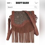 NWT Catchfly Women’s Asymmetrical Tooled Yoke Fringe Crossbody Bag Brown Photo 1