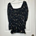 For Love & Lemons Dixon Black‎ Floral Mini Dress Smocked M Black Size M Photo 4