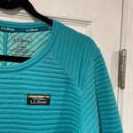 L.L. Bean Size S Aqua Blue Ribbed Airlight Crew Neck Pullover Thermal Top Photo 2