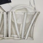 Retrofête Retrofete Lex Top Strapless Corset Bustier White Rhinestone Small NWT Bridal Photo 7