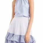 J.Crew New Cocktail Stripe Ruffle Skirt Womens Size 8 Aline Elastic Waist Photo 0