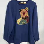 Womans Bobbie Brooks 16/18 Blue Pullover Sweatshirt Christmas Design Photo 0