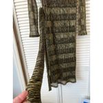 Lulus  Gold Metallic Pleated Long Sleeve Midi Dress Party Cocktail Occasion S fun Photo 2