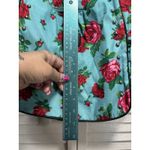 Betsey Johnson Shoulder Bag Purse Floral Teal/Red Roses Studs Logo Side Pockets Photo 4