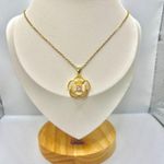 Opal Crystal Flower Gold Chain Necklace with CZ Photo 0