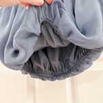 EXPRESS Strapless Flowy Chiffon Bubble Cropped Top balloon hem Slate Blue Small Photo 2