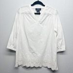 FDJ Women's Garden Core Peasant Coastal Embroidered Crochet Vacation Top Size 4 White Photo 0