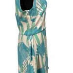 Just Taylor Blue Green White Tropical Boho Preppy Coastal Striped Feather Dress Multiple Size 12 Photo 1