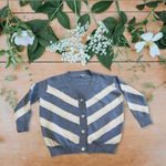 FRNCH Blue & White Open Front Lahlia Cardigan Size M Knitting long sleeves Photo 1