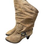 Zodiac Rare Vintage 80s Suede Boots Cowboy Western Cowgirl Boots NEW with tags Tan Size 7.5 Photo 3