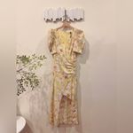 ASTR Martina Midi Dress in Yellow Rust Floral Size Small NWT Photo 2