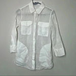 Theory  Marandel White Lawn Shirt Long Button Down size p Photo 1
