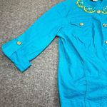 Ruby Rd Jacket Womens 14 Teal Blue Green Beaded Button Front Southwestern Coat Photo 7