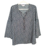 BODEN Grey Pink Polka Dot Boho Bell Sleeve Top Women's UK 14 US 10 Gray Photo 1