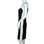 Ralph Lauren LRL Dress Womens 6 Black White Sheath Dress Lace Trim Ruched Side Photo 2