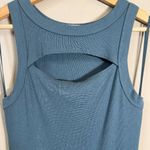 Michael Stars  Lucinda Ribbed Midi Dress Women's Small Blue Tank Ruched Slit NWOT Photo 6