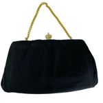 Vintage Black Fabric Evening Purse Clutch Wedding Handbag 9 x 5 u Photo 9