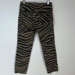 NILI LOTAN Jenna Pants Tiger Print Straight Leg Low Rise Size 2 or 27 Tan Photo 5