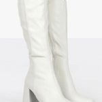 public desire White Knee High Block Heel Boots Photo 0