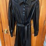 Calvin Klein Vintage Black Faux Leather Women's Dress/ Coat Photo 6