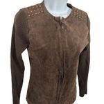 Vintage Y2K Escapade Sweater Full Zip Suede Brown Long Sleeve Womens Small Photo 1