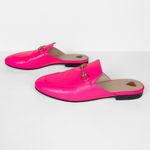 Gucci  Neon Pink Princetown Leather Slipper Mule Flat Horsebit Women's EU 37 Photo 5