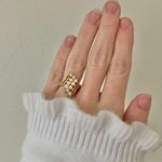 Gold & Sparkly Rhinestone Swoop Cluster Statement Cocktail Ring “Eireann” Femme Jewelry Photo 1