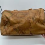 Alviero Martini I'IASSE Made Italy Geo Map Print Satchel Barrel‎ Handbag Doctor Tan Photo 1