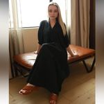 Never A Wallflower Black Leaf High Neck Midi Dress Size XXL Photo 1