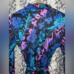 Vintage perfection fit by Roxanne Floral Wrap Blouse beach cover up medium / sm Black Photo 10