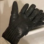 Obermeyer  Black leather Quilted womens unisex ski Gloves vintage Small medium Photo 11