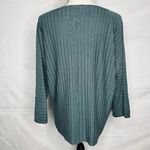 Eileen Fisher  Tencel Lyocell Sweater Top M Slate Green Ribbed Long Sleeve Photo 5