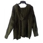 Pleione Soft Olive Green Knit Hoodie Sweater Size L Slouchy Cozy Hooded Pullover Photo 0
