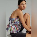 Anthropologie ‎ Diana Ruffled Smocked Strapless Tube Top Abstract Print Size XS Photo 4