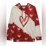 “Yes I’m Cold “with Love Heart Graphic Print Long Sleeve Pullover with hoodie Red Size XL Photo 4