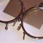 Mix It Gold Tone Purple Enamel Dangling Charms Boho Hoop Earrings Photo 3