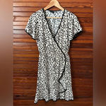Slate + Willow  Ivory and Black Animal Cheetah Print Faux Wrap Dress Size S Photo 2