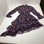 MISA Los Angeles Savanna Smocked Floral High-Neck Asymmetrical Dress SZ Medium Photo 12