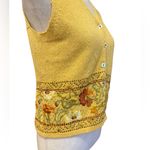 Talbots  Vintage Sweater Vest Yellow Floral Leaf Fall Embroidered Womens Small Photo 2