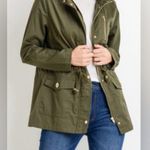 Olive Green Utility Jacket shirt cotton anorak style zipped closure size S Photo 0